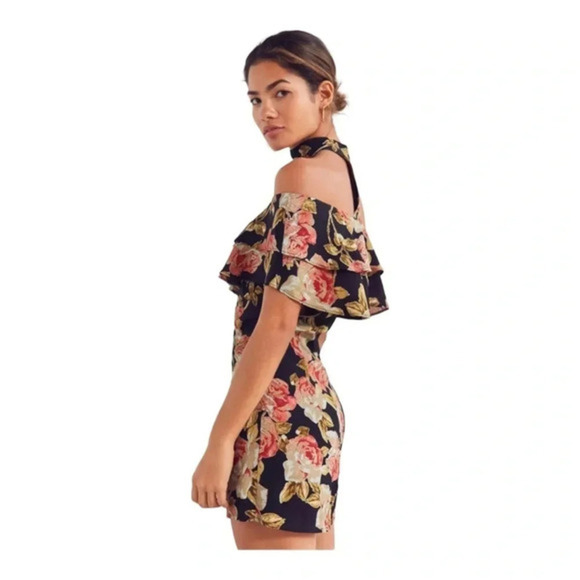 🌹 URBAN OUTFITTERS roe + may Dottie Floral Choker Mini Dress size Medium - Picture 3 of 13